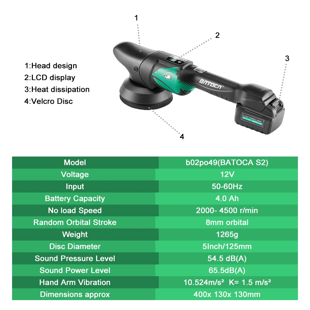 Batoca S2 4.0Ah Cordless Car P - Orbital Polisher Da 评论和价格